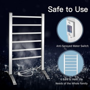 2-in-1 Electric Towel Warmer with 6 Bars - Silver by GAINOOM