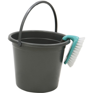 10 Litre Round Recycled Plastic Bucket - Grey by JVL