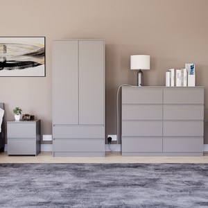 Denver Bedroom Set (2 Drawer Bedside, 8 Drawer Chest, 2 Door 2 Drawer Wardrobe) by Vida Designs