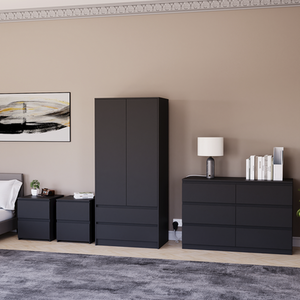 Denver Bedroom Set (2 Drawer Bedside (x2), 6 Drawer Chest, 2 Door Wardrobe) by Vida Designs