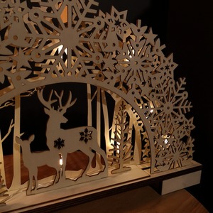 Light up Wooden Christmas Deer with Snowflake Bridge - Brown by Samuel Alexander