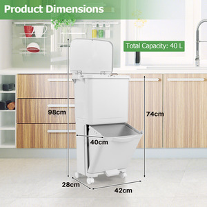 2-Tier Trash Can Kitchen Garbage Bin - White by Costway