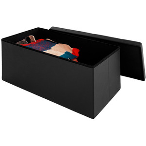 Foldable Home or Office Storage Bench - Black