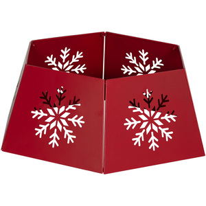 HOMCOM Hexagon Christmas Tree Collar with Hollow Snowflake Patterns - Red by HOMCOM