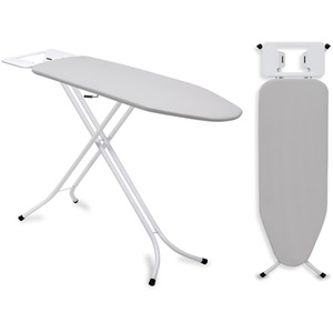 Ironing Board Folding Adjustable Non Slip Feet With Iron Rack - Grey White by Gr8 Home