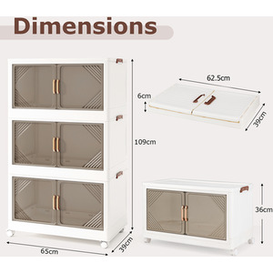 213L Folding Storage Bins with Lid - White by Costway