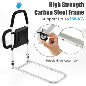Medical Bed Mobility Assist Bar Bed Rails - Silver by Costway