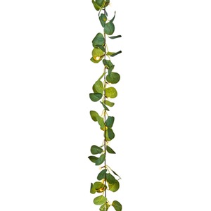 LED Artificial Eucalyptus Garland with Warm Lights Battery Operated - Green by Samuel Alexander