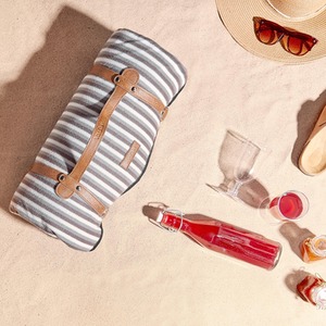 Picnic Blanket with Faux Leather Carry Handle - Grey / 220cm by VonShef