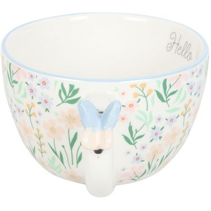 Hello Beautiful Ditsy Floral Print Mug with Butterfly - White by Gloriously Good