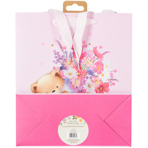 Mothers Day Cute Bear Medium Gift Bag - Pink