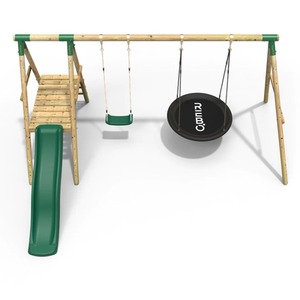 Wooden Swing Set with Slide by Rebo