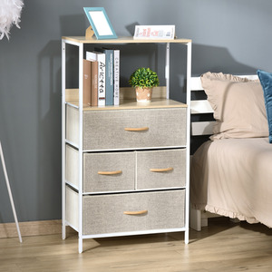 HOMCOM 4 Drawer Storage Chest Unit Home with Shelves Home Living Room Bedroom - White by HOMCOM