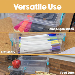 Set of 5 Plastic Clip Lidded Storage Boxes - Clear by JVL