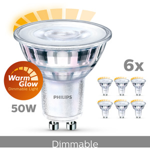 Philips LED WarmGlow Dimmable 6pack GU10 - Warm White by Philips