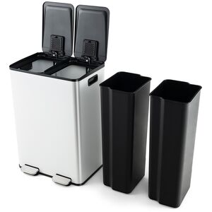 Recycle Pedal Kitchen Bin - White by Costway