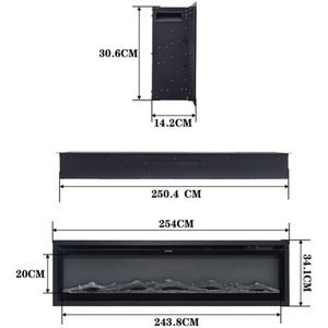 Wall-Mounted, Recessed Electric Fireplace with Adjustable Flames and Brightness - Black by Livingandhome