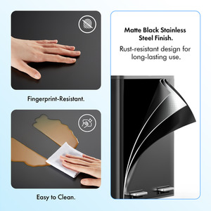 2 Compartment Stainless Steel Recycling Pedal Bin - Black by VonHaus