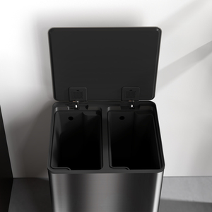 HOMCOM Double Kitchen Bin with Soft Close Lid - Black by HOMCOM