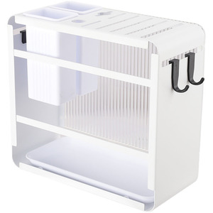 Acrylic Knife and Utensil Holder with Drain Tray - white / 11cm by Livingandhome