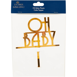 Oh Baby Plastic Topper - Gold or Silver