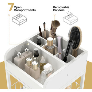 Makeup Organizer Floor Skincare Organizer Cart - White by Costway