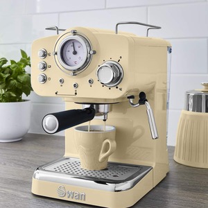 Retro Pump Espresso Coffee Machine - Retro Cream by Swan