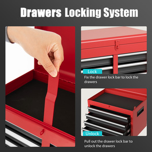 5-Drawer Rolling Tool Chest Tool Storage Cabinet - Red by Costway