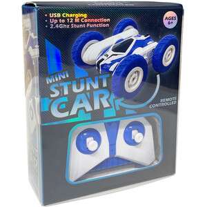 Mini Remote Conntrolled Stunt Car - Blue and White