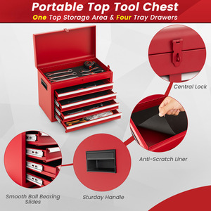 2-in-1 Rolling Tool Cabinet - Red by Costway