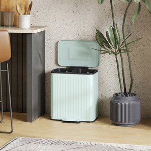 HOMCOM Dual 20L Kitchen Double Bin with Soft-Close Lid by HOMCOM