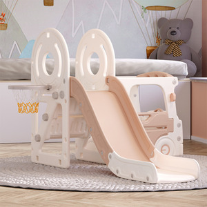 Kids Toddler Slide Climber Playset with Basketball Hoop - white by Livingandhome