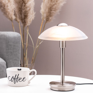 Alabaster Shade Touch Table Lamp - Satin Nickel by Litecraft