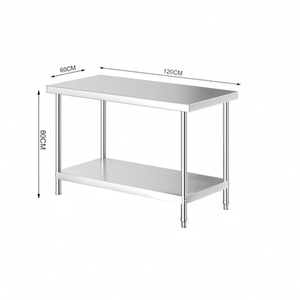2 Layer Stainless Steel Work Bench Table - Silver / 120cm by Livingandhome