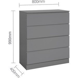 3 Piece Furniture Set Chest of Drawers Bedside Tables Birlea Oslo - Grey by Birlea