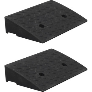 2-Pack Heavy-Duty Rubber Curb Ramp - Black / Overall Dimensions: 50cm W x 32cm D x 11cm H by Livingandhome