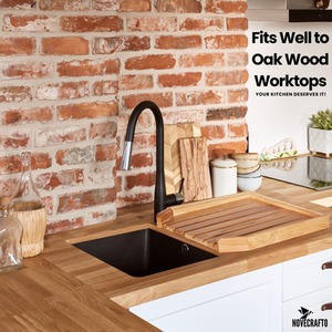 Wooden Draining Board Traditional Belfast Butler Sink - Brown New by NOVECRAFTO