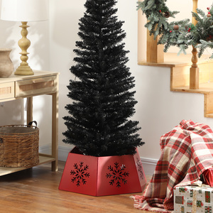 HOMCOM Hexagon Christmas Tree Collar with Hollow Snowflake Patterns - Red by HOMCOM