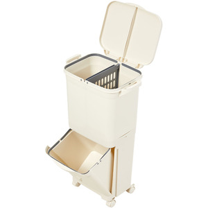 Lifeideas Kitchen Waste Sorting Bin with Wheels - Cream White / 38l / 12in by lifeideas