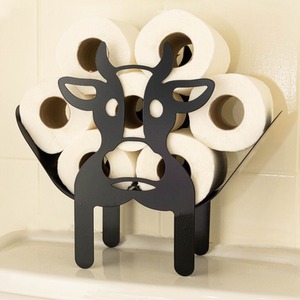 Cow Toilet Roll Holder - Black by Marco Paul