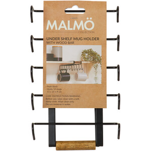 Malmo Under Shelf Mug Holder - Black