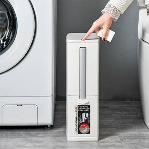 Toliet Brush with Trash Can - White by Livingandhome