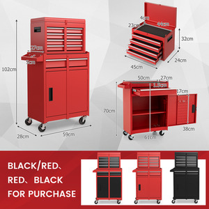 2-in-1 Rolling Tool Cabinet - Red by Costway