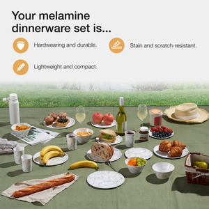 16Pc Melamine Plastic Dinnerware Set - Marble by VonShef