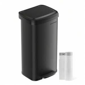 68L Metal Pedal Kitchen Bin with Lid - Black by SONGMICS