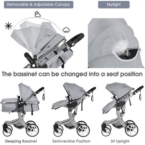 2-in-1 Baby Stroller Pushchair - Grey by Costway