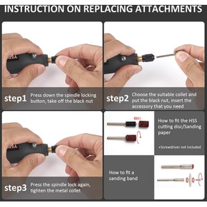 Cordless Rotary Tool DIY Engraving Kit - Black