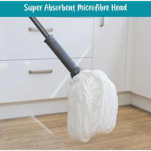 Super Absorbent Easy Twist Microfibre Floor Mop, Turquoise and Grey - Turquoise by JVL