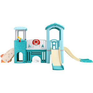 Toddlers Slide and Climber with Balls and Ring Toss - Light Blue by Livingandhome