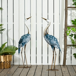 Outsunny 2 PCS Steel Crane Garden Ornaments - Blue by Outsunny